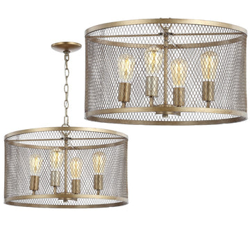 Pen 20" Iron Adjustable Industrial Mesh LED Pendant - JONATHAN Y